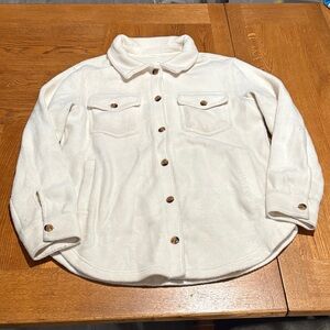 Fleece Cream Button-Up Jacket